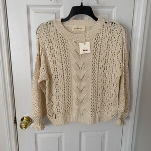 Beige Knit Sweater for Women small, new beautiful details